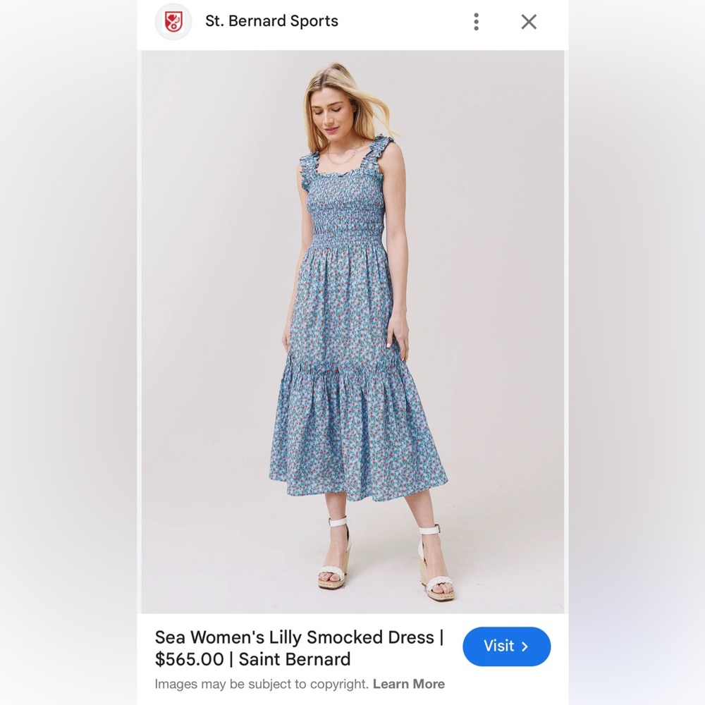 Sea NY Women's Blue Smocked Dress, xs